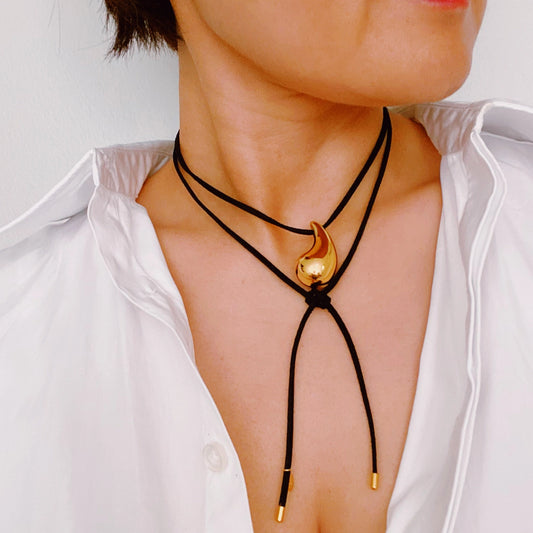 Leather Teardrop Necklace