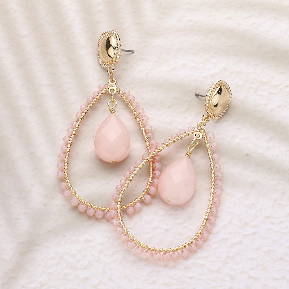 Pink Teardrop Earring