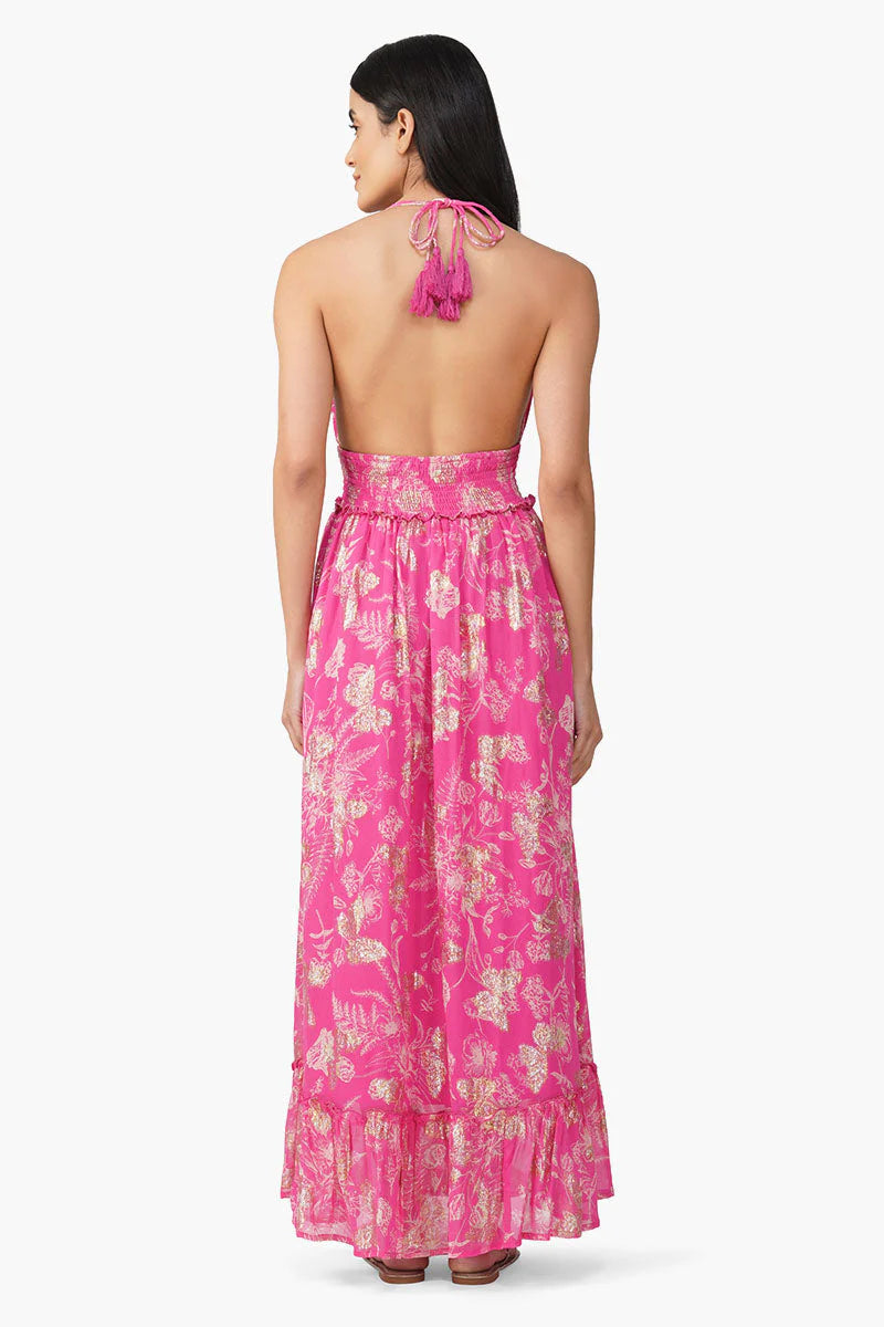 Leaf Printed Halter Dress