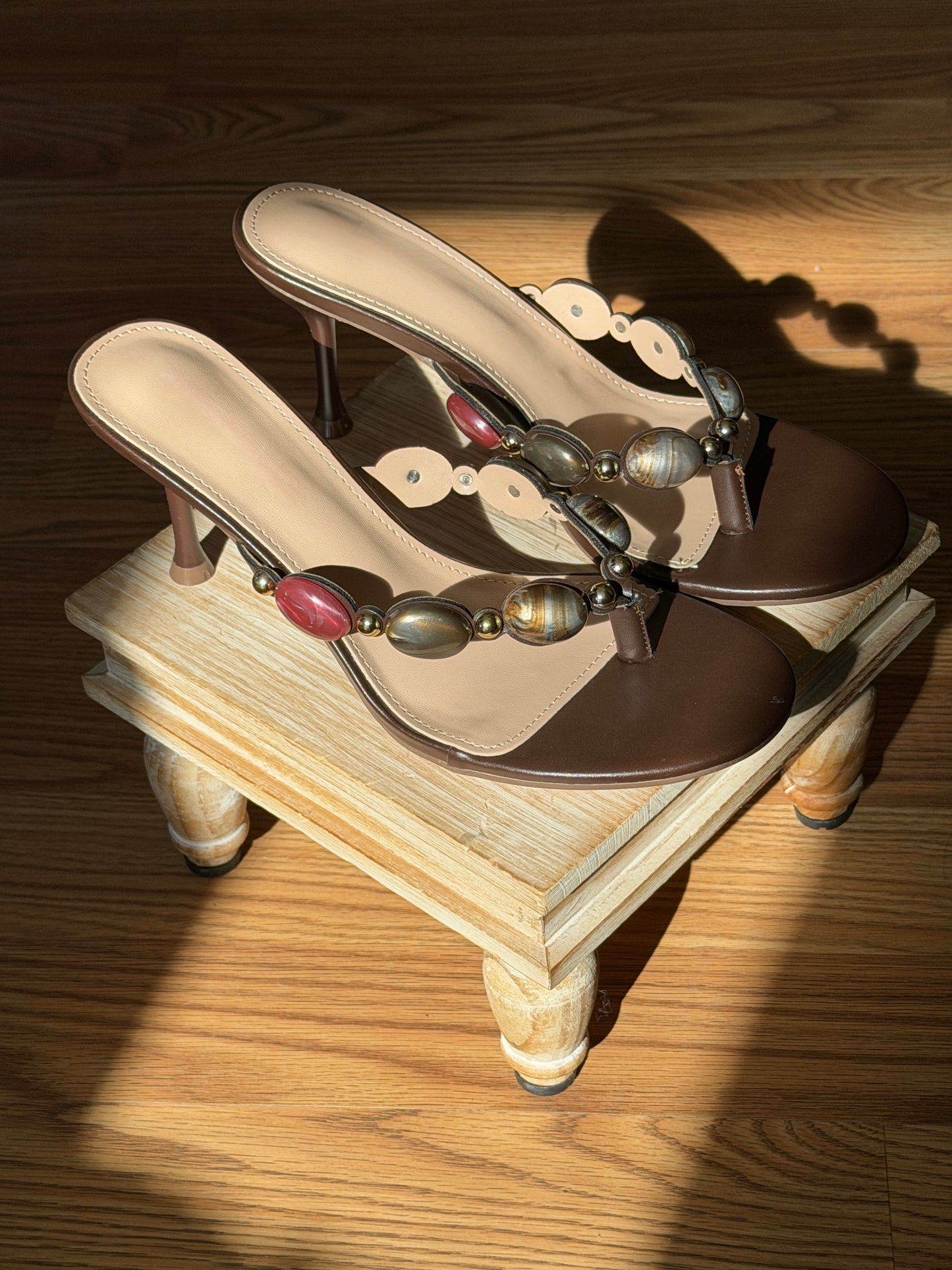 Nina Beaded Thong Heel