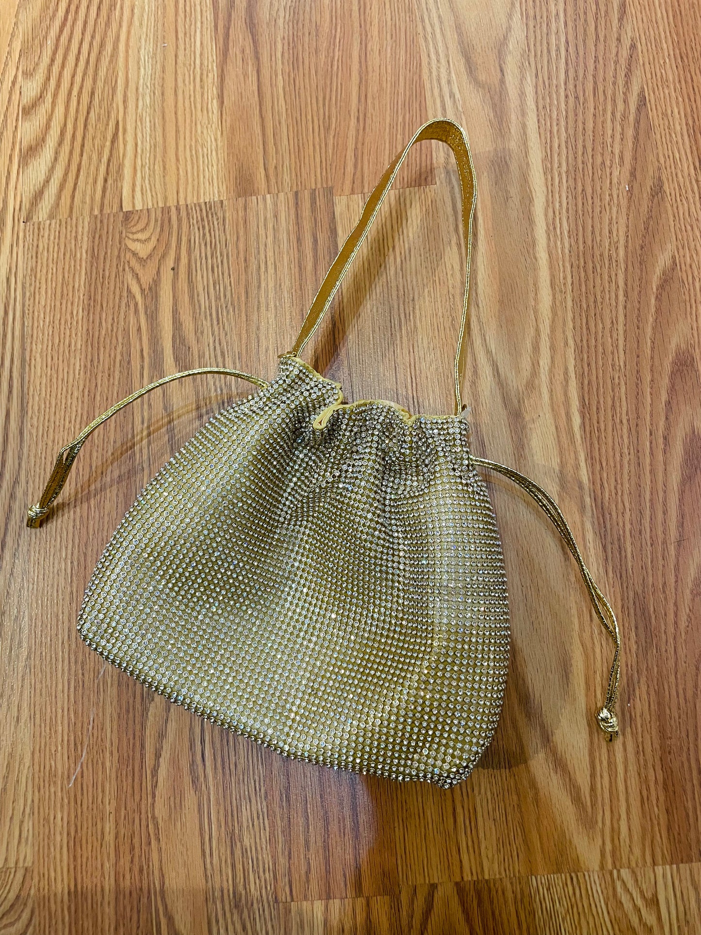 Last Call Rhinestone Drawstring Purse