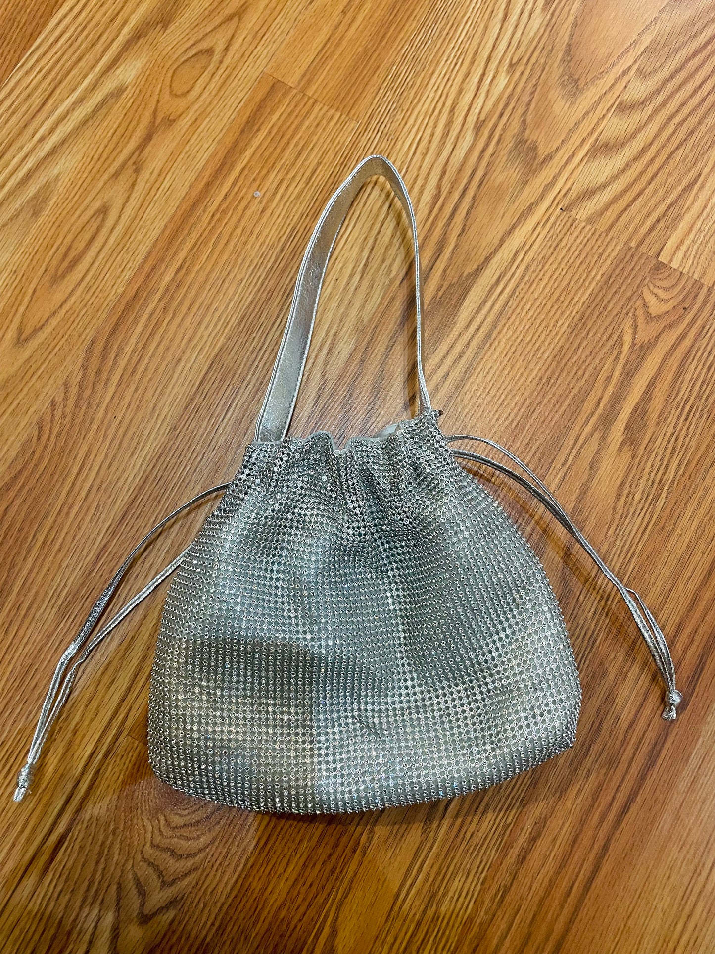 Last Call Rhinestone Drawstring Purse