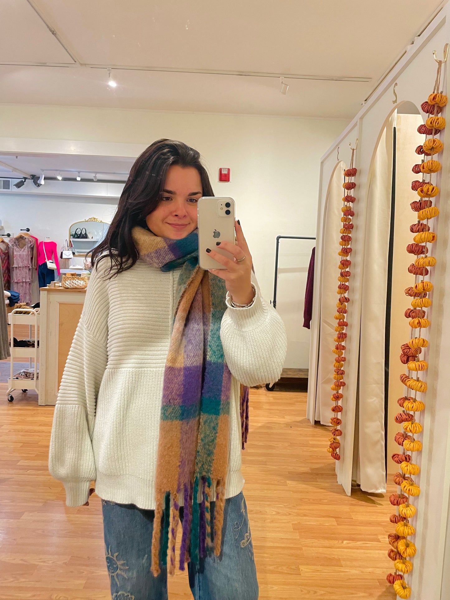 Cozy Plaid Fuzzy Scarf