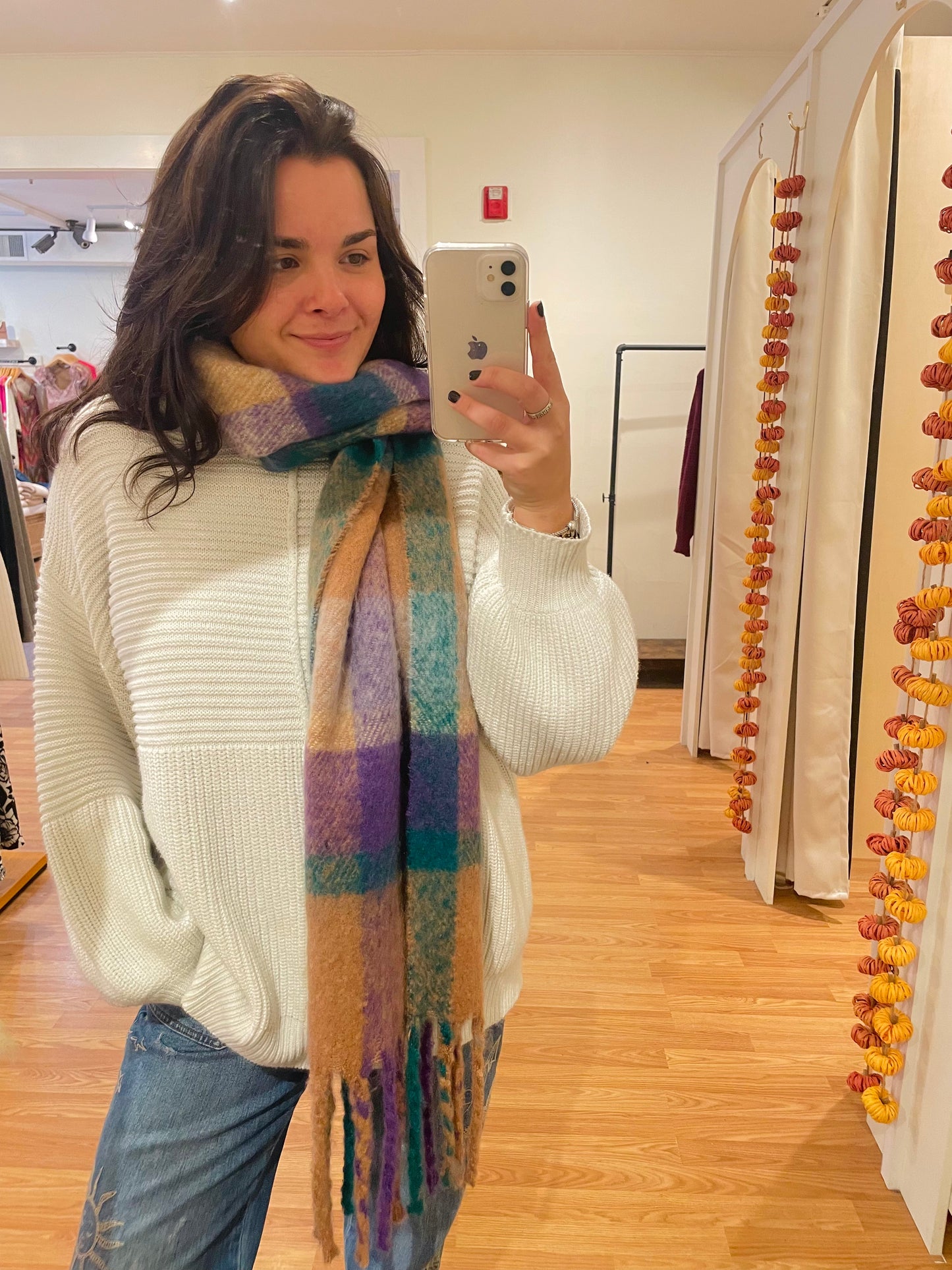 Cozy Plaid Fuzzy Scarf