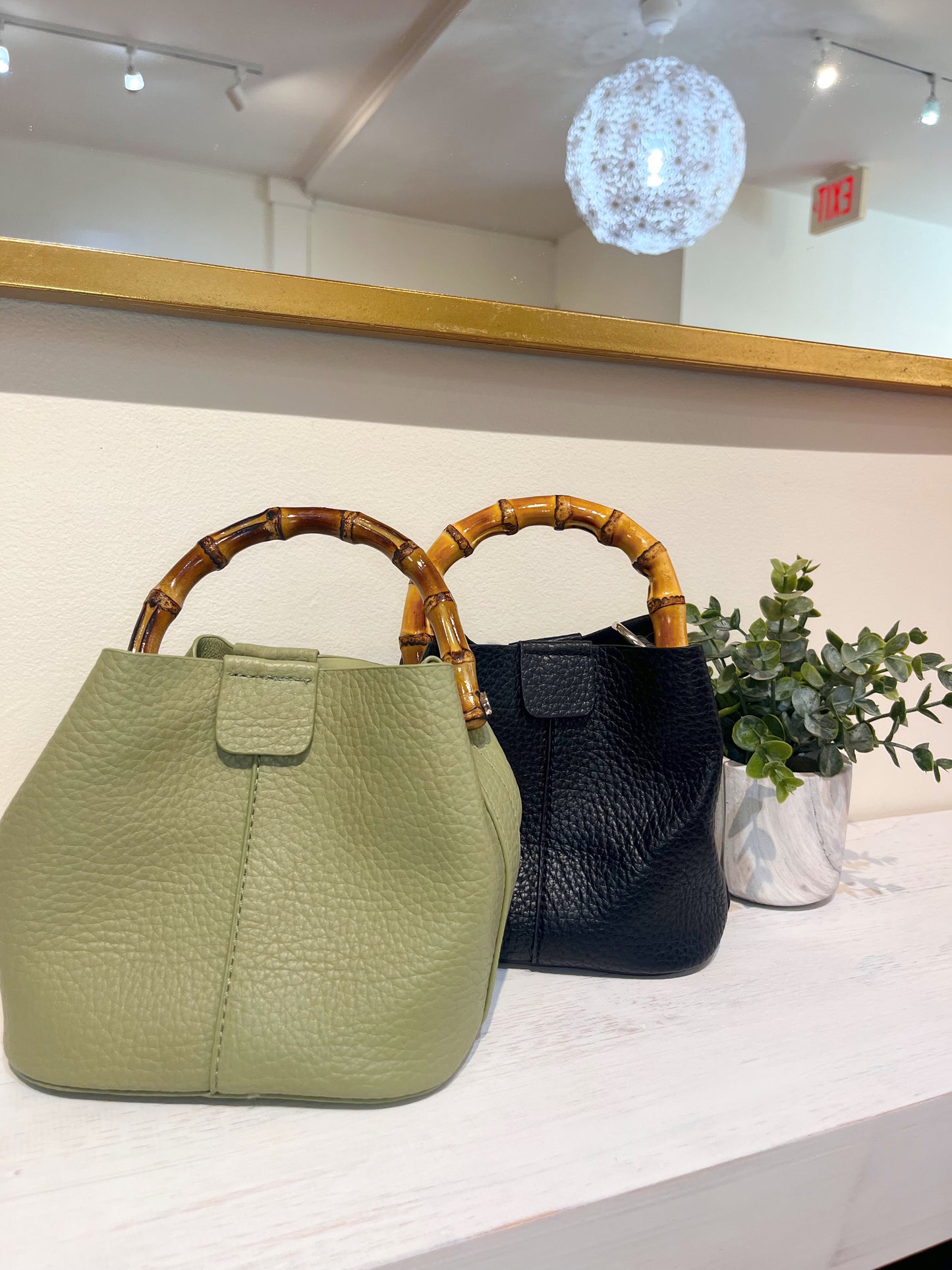 Bamboo Top Handle Crossbody