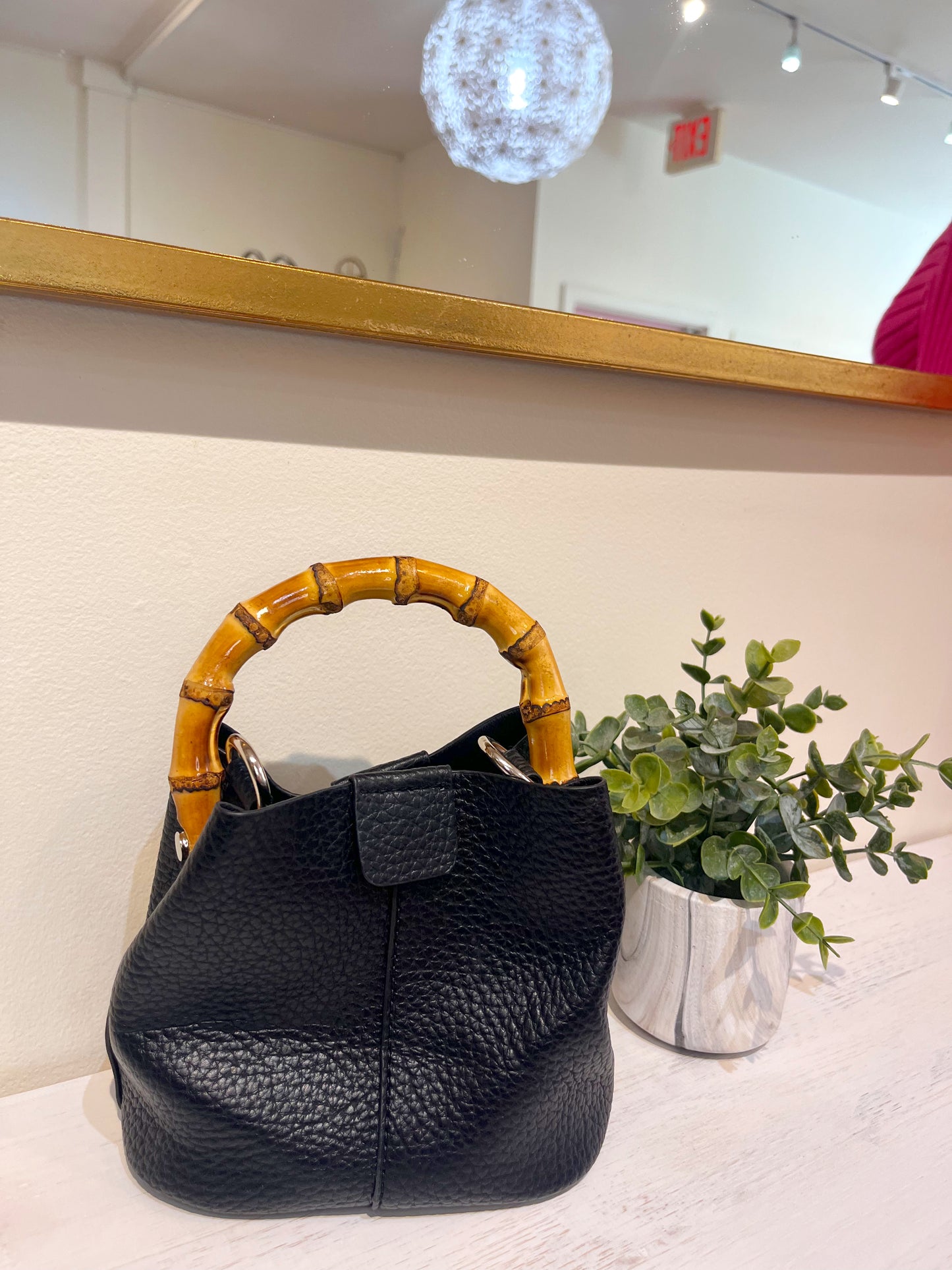 Bamboo Top Handle Crossbody