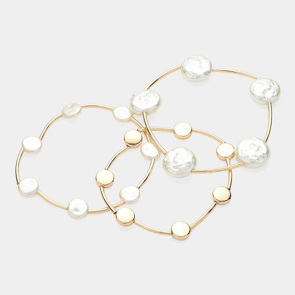Pearl Disc Stretch Bracelets