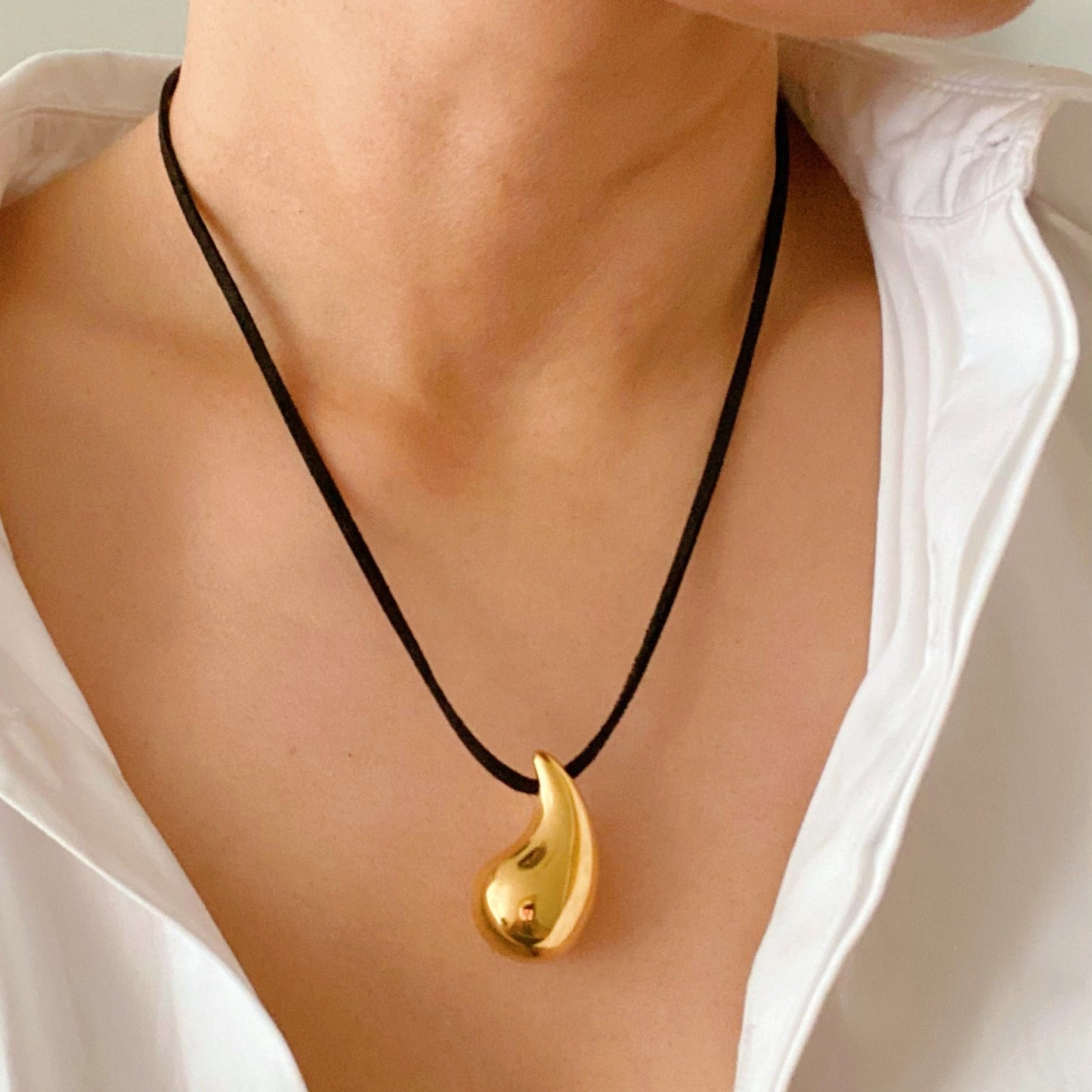 Leather Teardrop Necklace