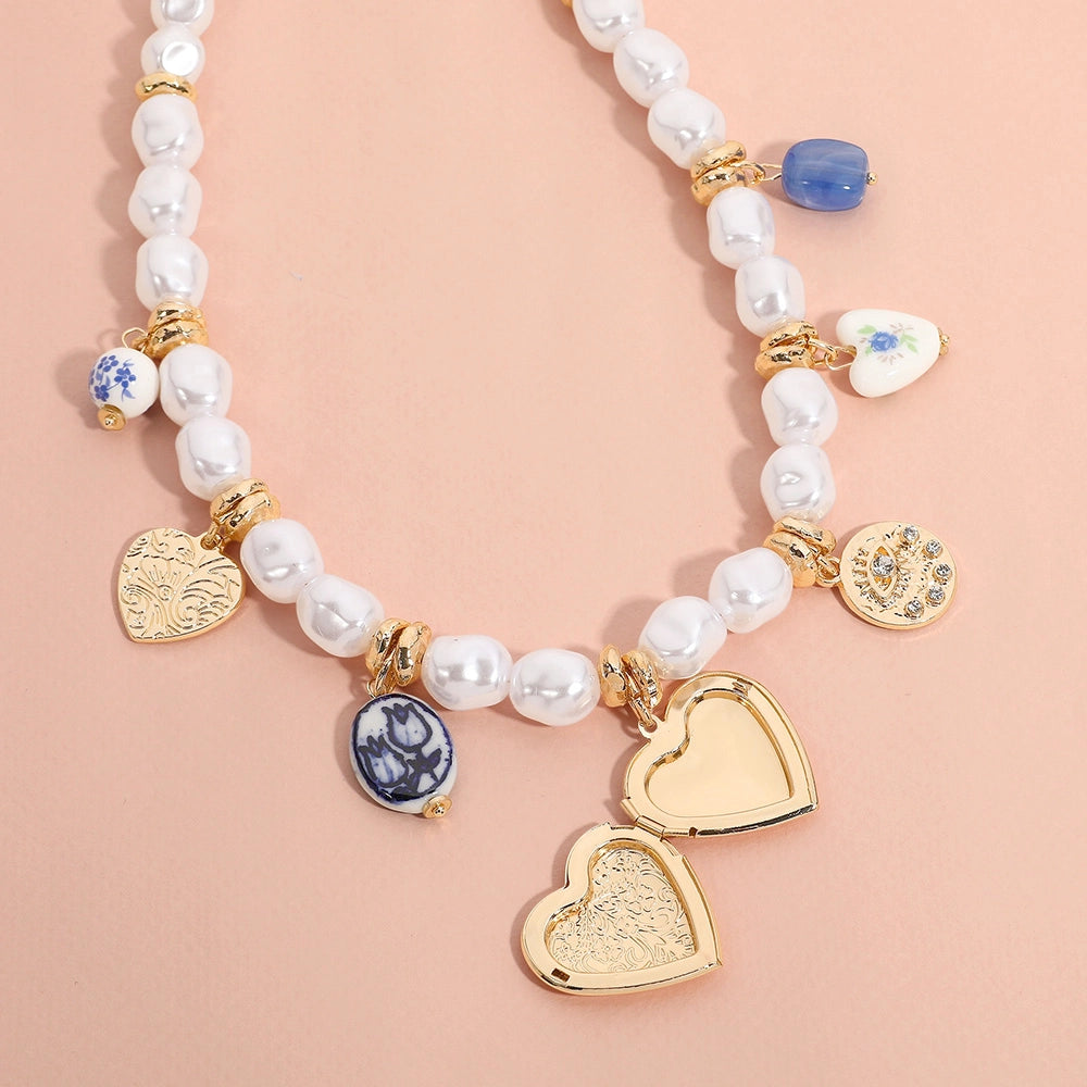 Heart & Evil Eye Charm Necklace
