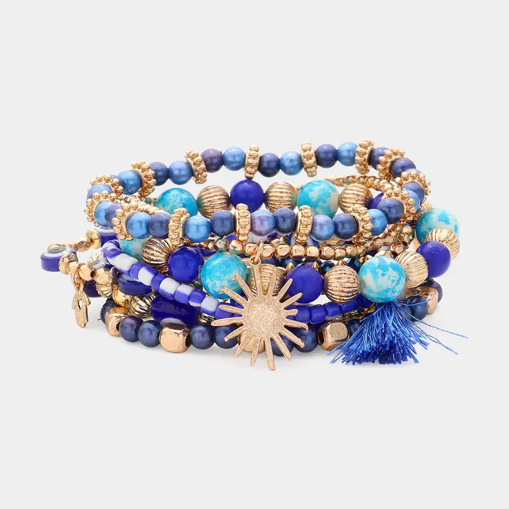 Evil Eye Beaded Layered Bracelets