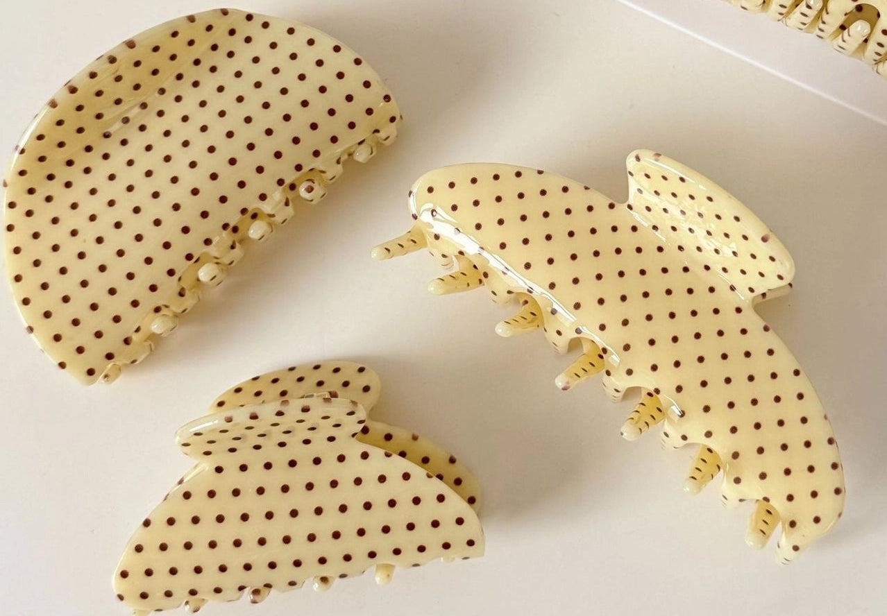 Yellow Polka Dot Hair Claw