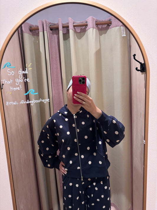 Polka Dot Zip Up Hoodie