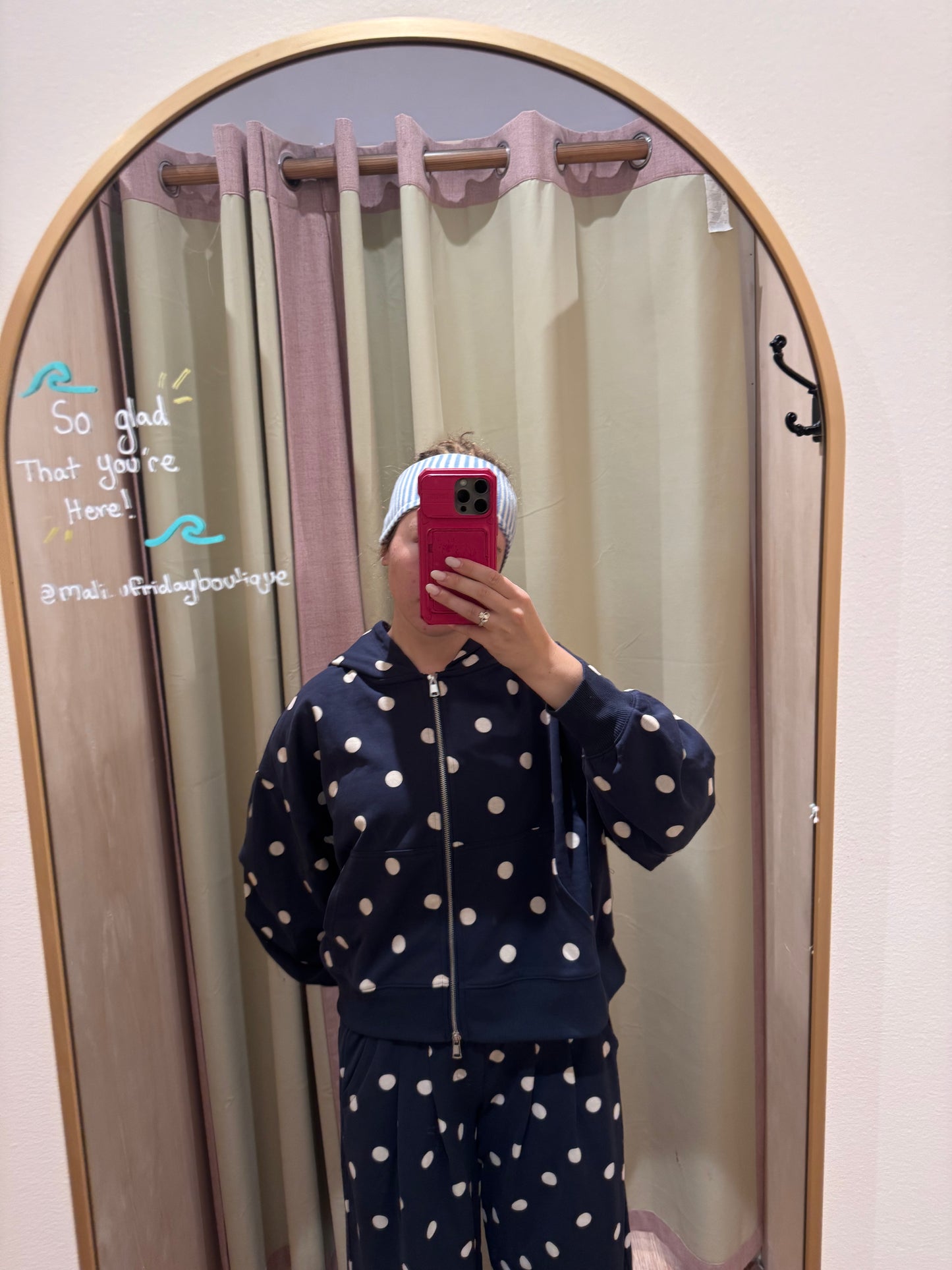 Polka Dot Zip Up Hoodie