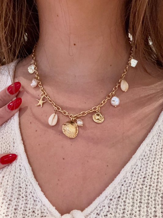 Shell & Coin Charm Necklace