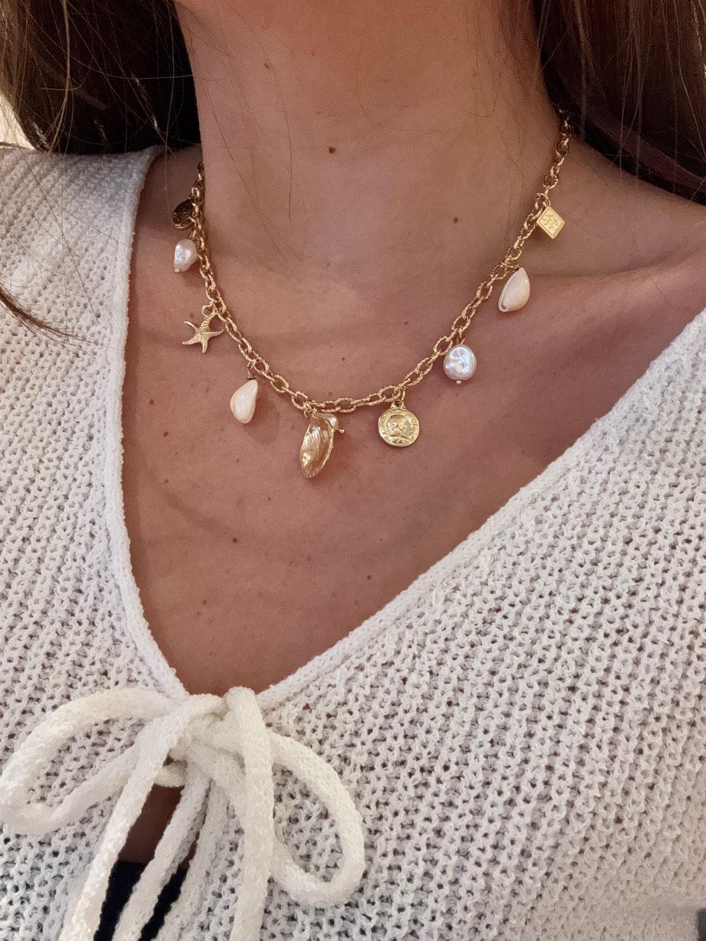 Shell & Coin Charm Necklace