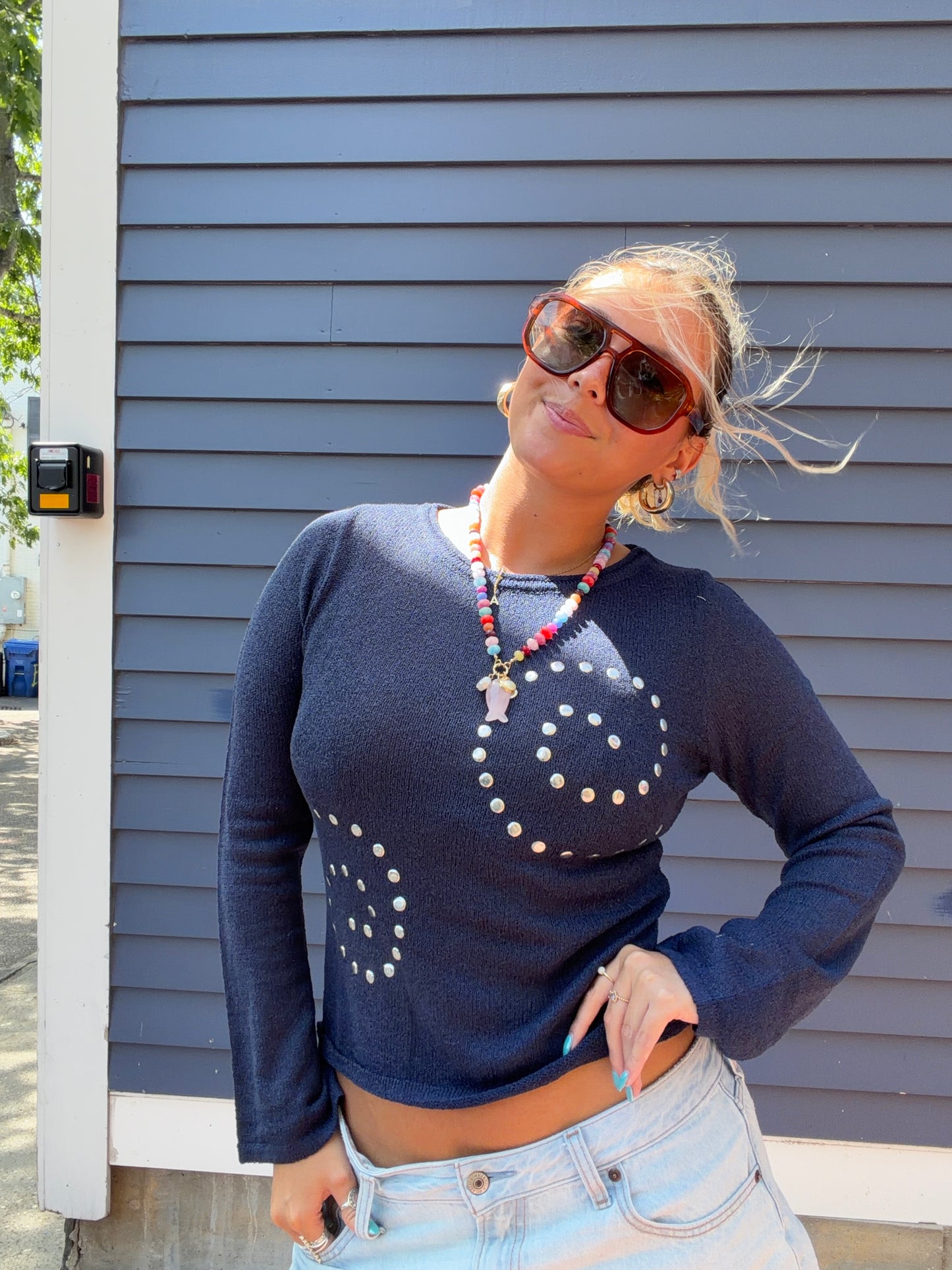 Studded Swirl Sweater