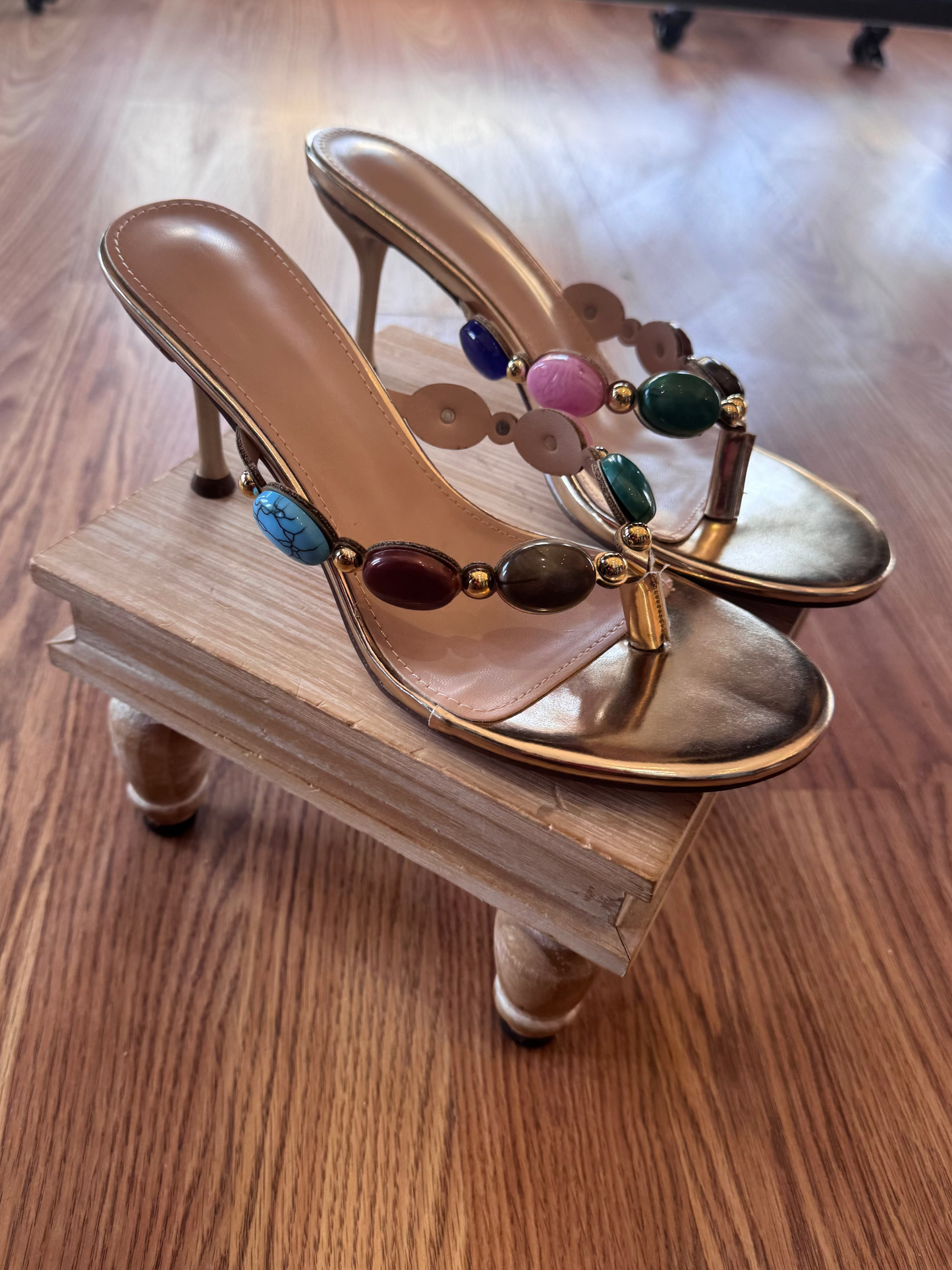 Nina Beaded Thong Heel