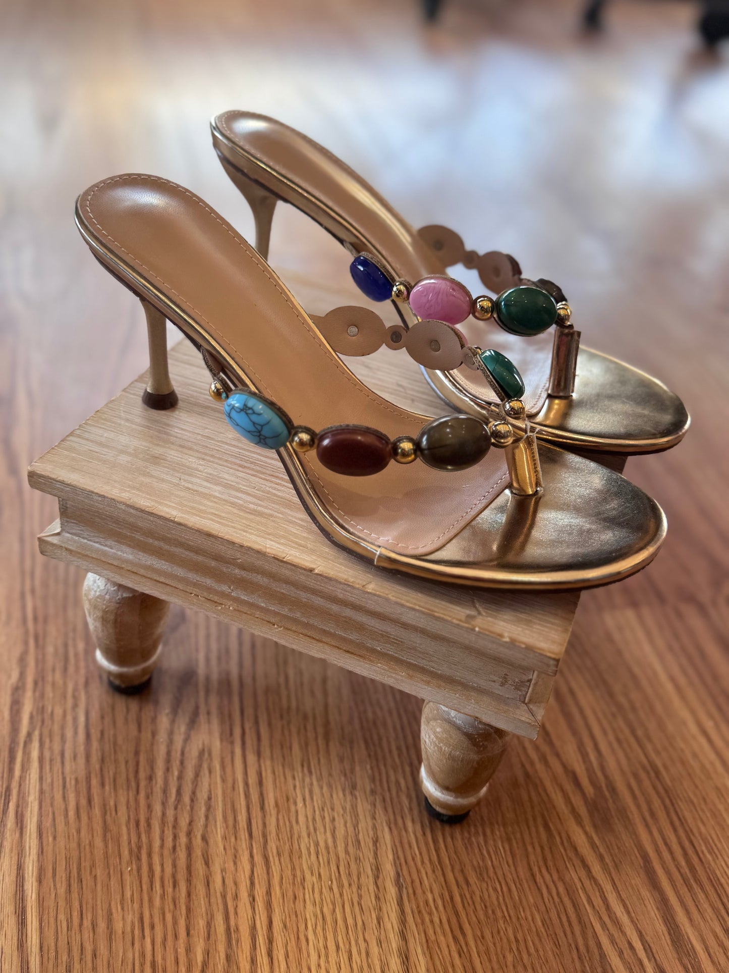 Nina Beaded Thong Heel