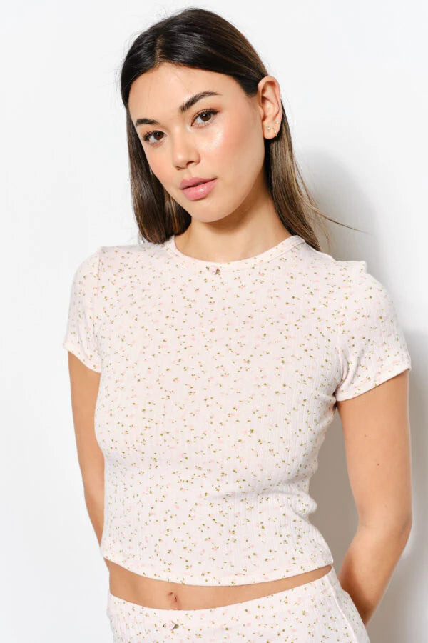 Floral Pointelle Tee