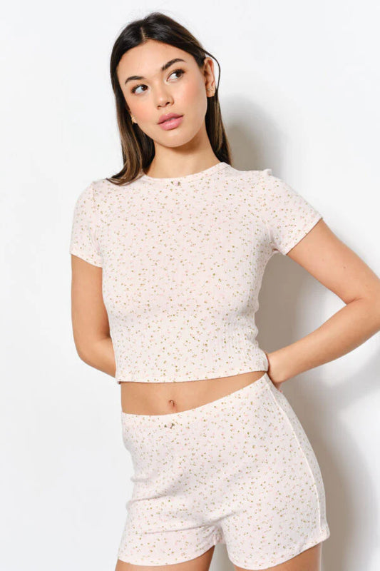 Floral Pointelle Tee