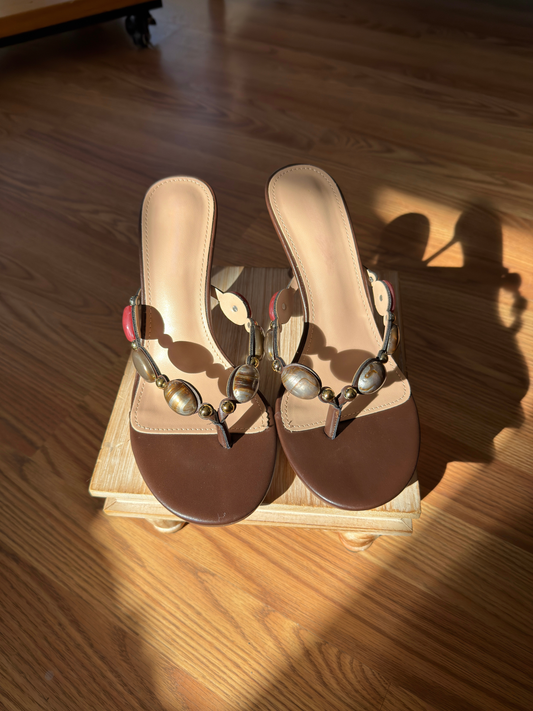 Nina Beaded Thong Heel