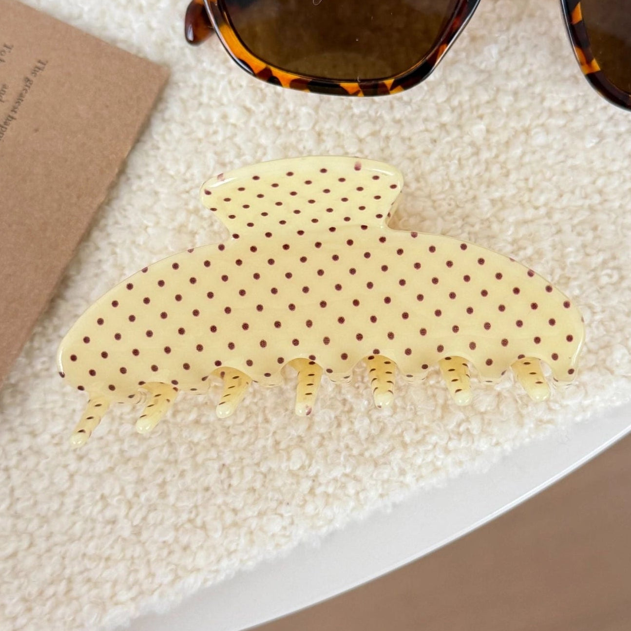 Yellow Polka Dot Hair Claw