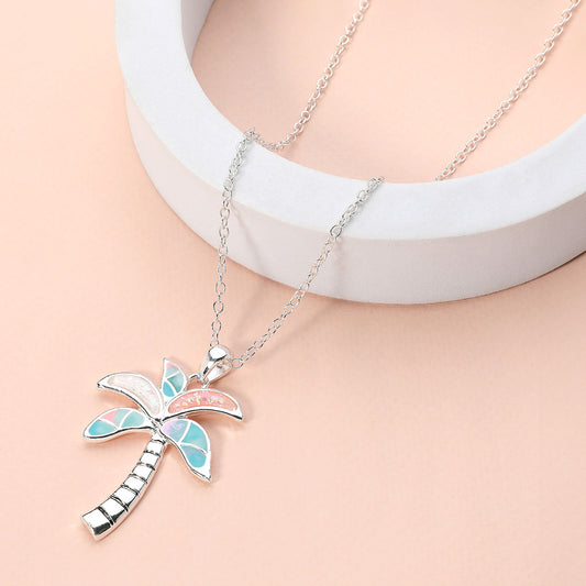 Sea Glass Palm Tree Necklace