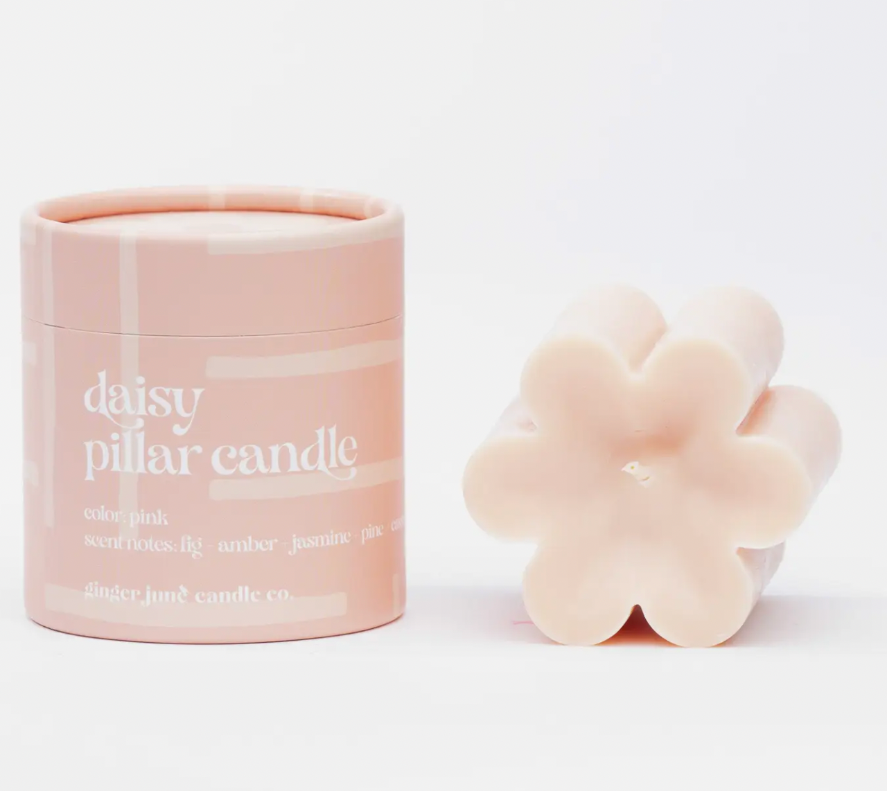 Pink Daisy Pillar Candle